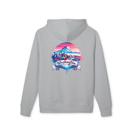 Washington State Skyline Hoodie — Retro Mt. Rainier Travel Pullover