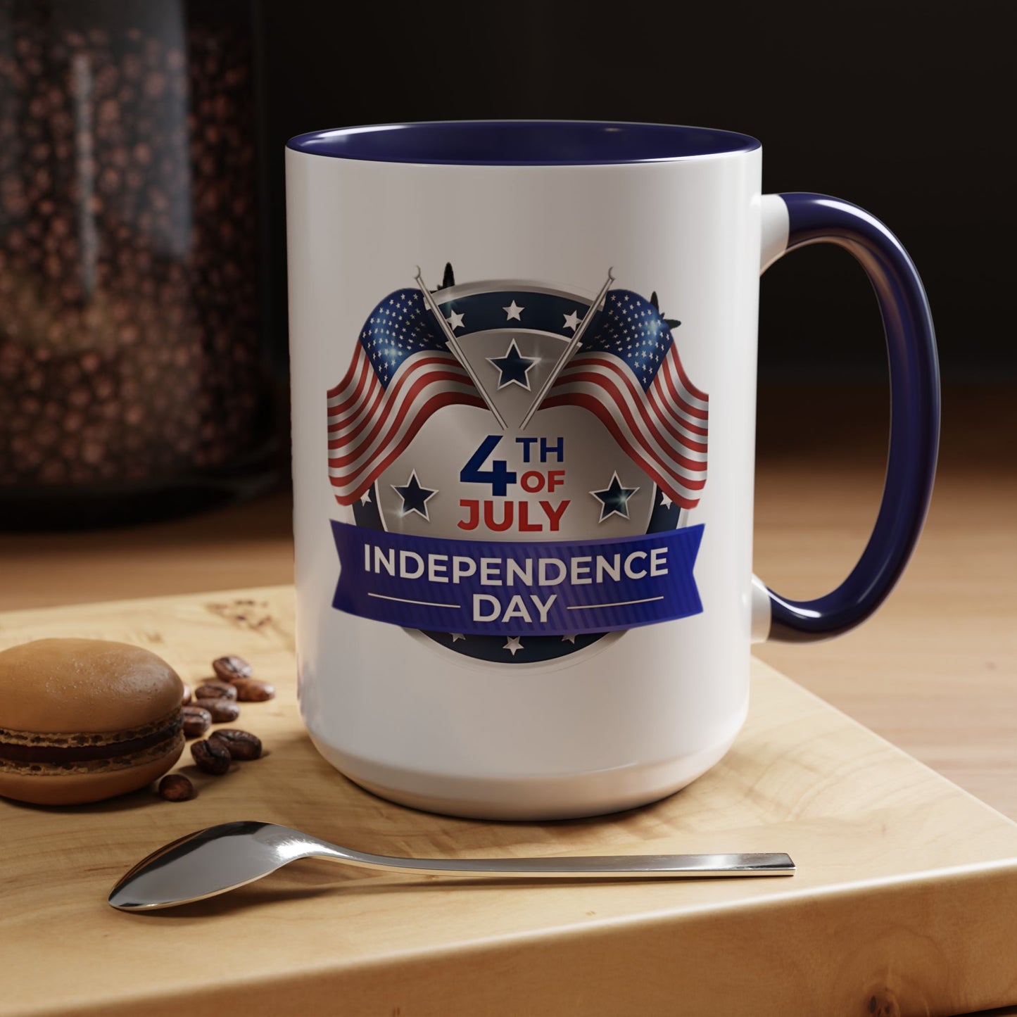 4th of July Independence Day Coffee Mug - Patriotic American Flag Accent