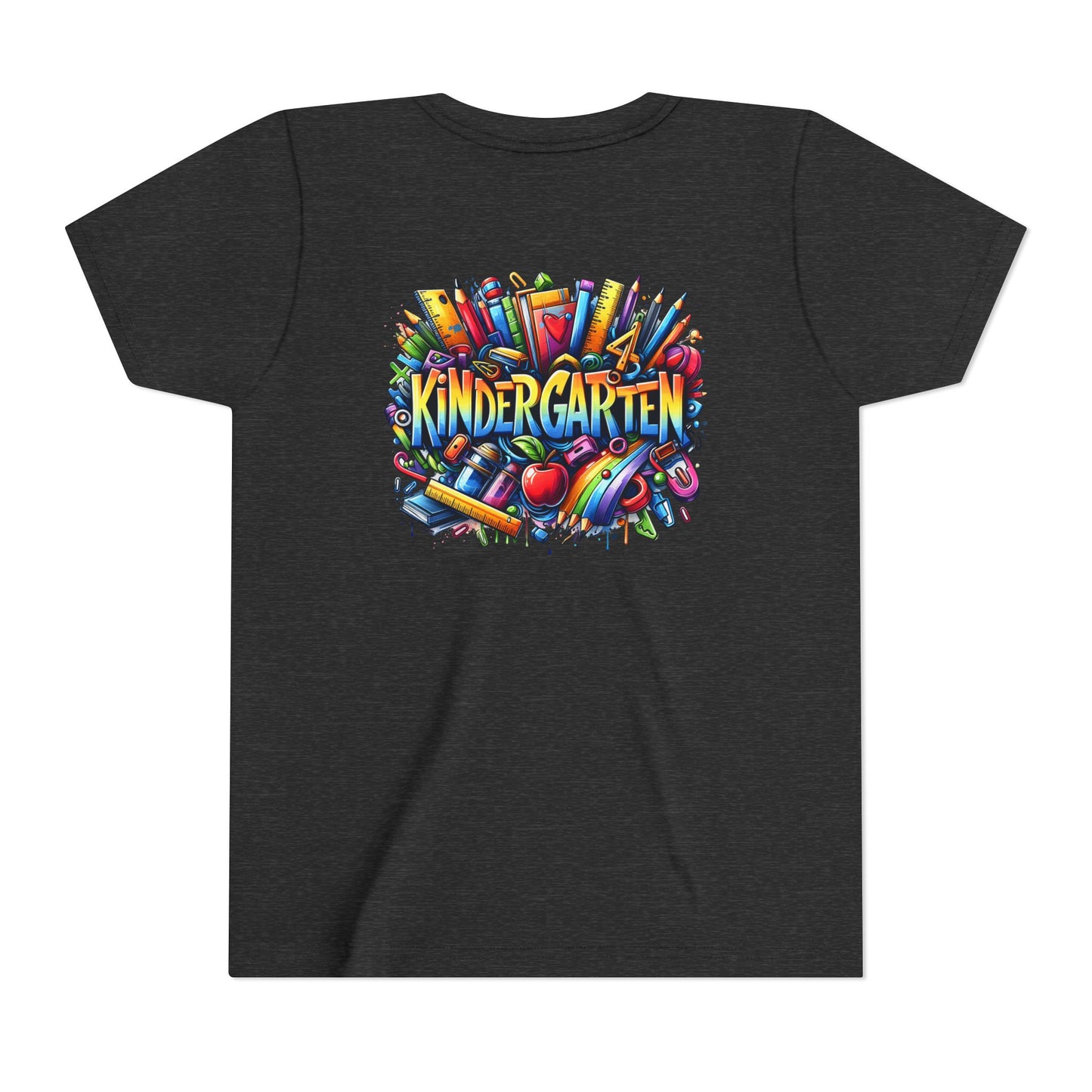 Kindergarten Colorful School Supplies Youth Tee — Back-to-School Kids T-Shirt
