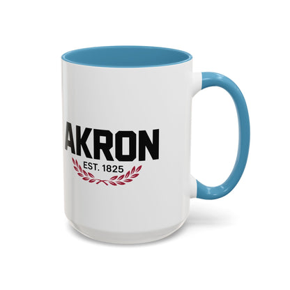 Akron Est. 1825 Accent Coffee Mug — Vintage City Pride Ceramic Mug