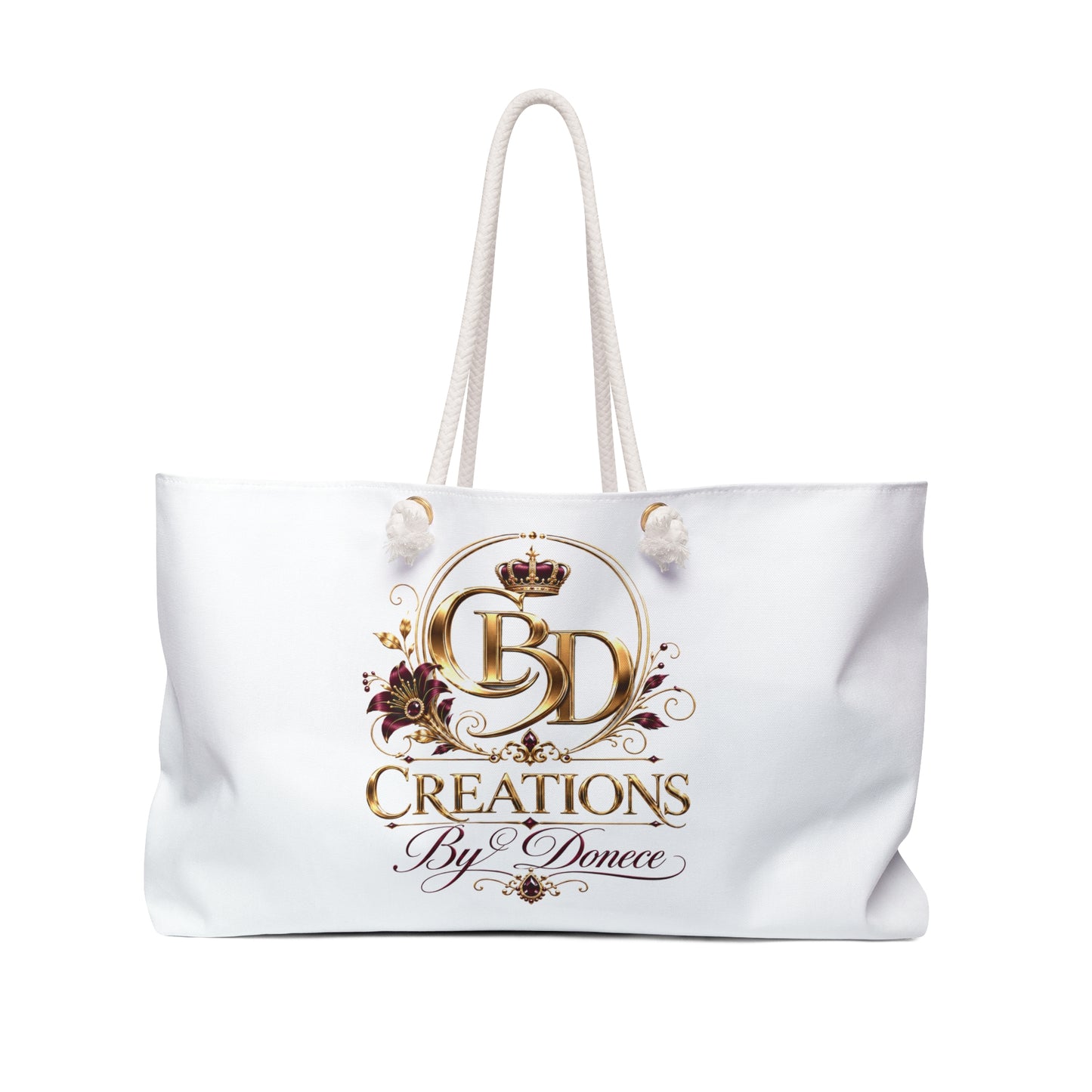 Weekender Bag - Elegant "BD Creations By Donece" Logo Tote for Travel & Gifts