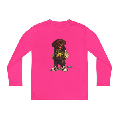 Youth Long Sleeve Tee — 'Lil Black Lab' Cute Puppy Graphic Shirt