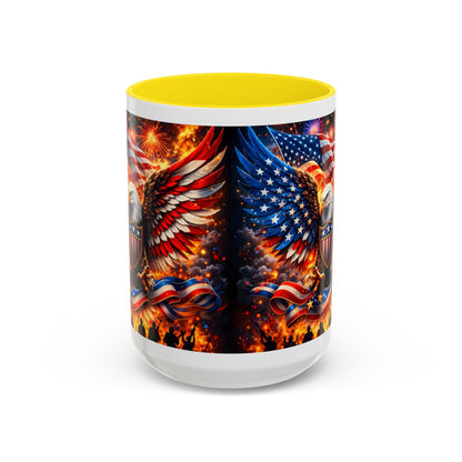 Patriotic Eagle Coffee Mug — American Flag Bald Eagle Accent Mug (11/15oz)