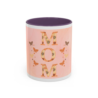 Mom Floral Accent Coffee Mug – Pink Butterfly Mother's Day Gift (11/15oz)