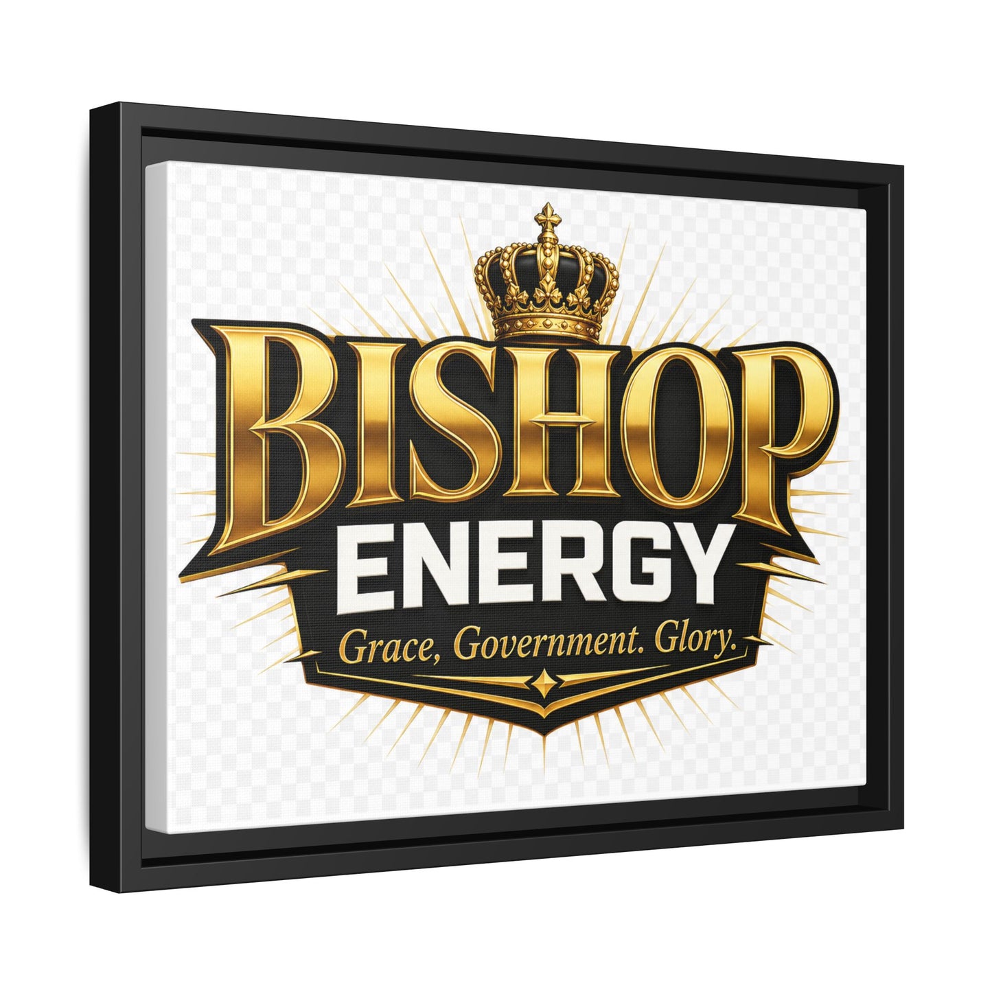 Framed Canvas Art - "Bishop Energy" Gold Crown Logo (Matte)