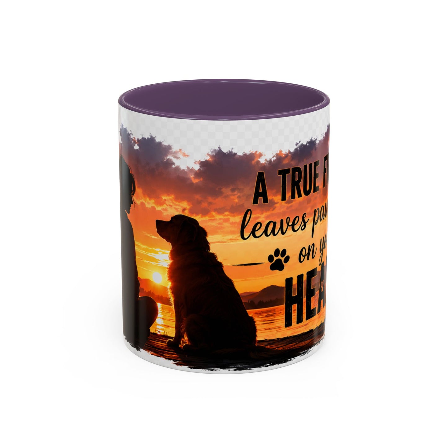 Dog Lover Coffee Mug - "A True Friend Leaves Paw Prints on Your Heart" Accent Mug (11/15oz)