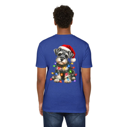 Schnauzer Puppy in Christmas Lights Tee