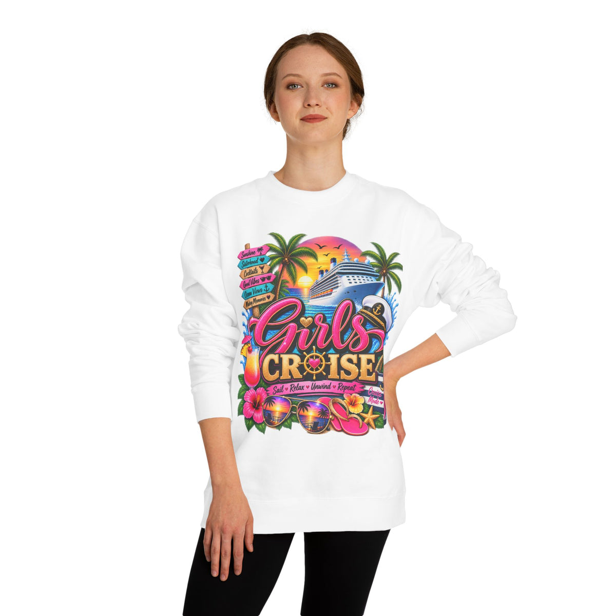 Girls Cruise Sweatshirt — Tropical Bachelorette/Group Vacation Crewneck
