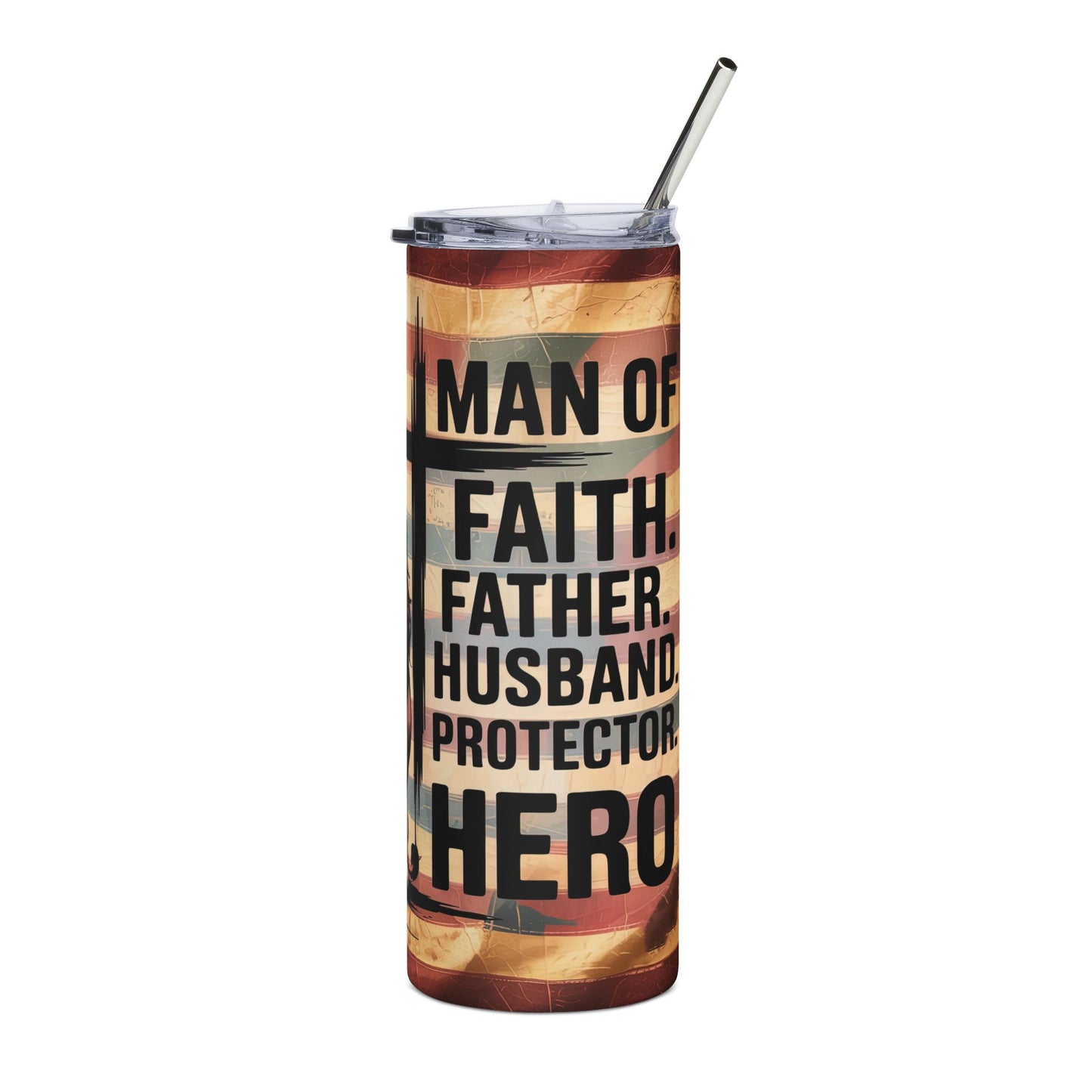 Man Of Faith Stainless Steel Tumbler 20oz Christian Travel Mug