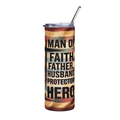 Man Of Faith Stainless Steel Tumbler 20oz Christian Travel Mug