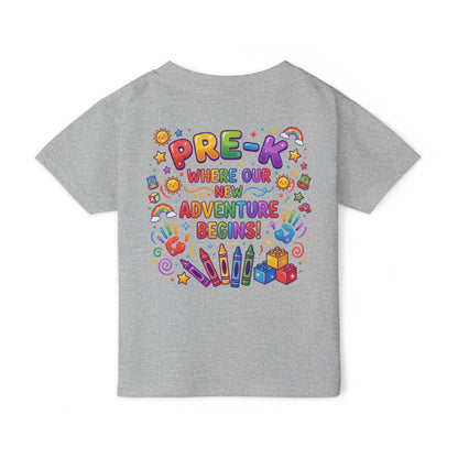 Toddler T‑Shirt — "Pre-K: Where Our New Adventure Begins!" Colorful Back-to-School Tee