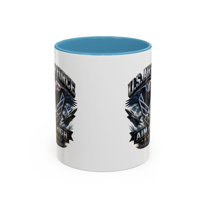 U.S. Air Force Accent Coffee Mug — Aim High Eagle Design (11/15 oz)