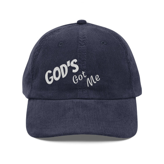 God’s Got Me Corduroy Cap — Vintage Embroidered Faith Baseball Hat