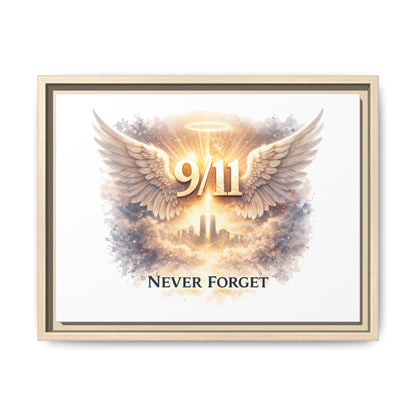9/11 Memorial Matte Canvas Print — "Never Forget" Framed Wall Art