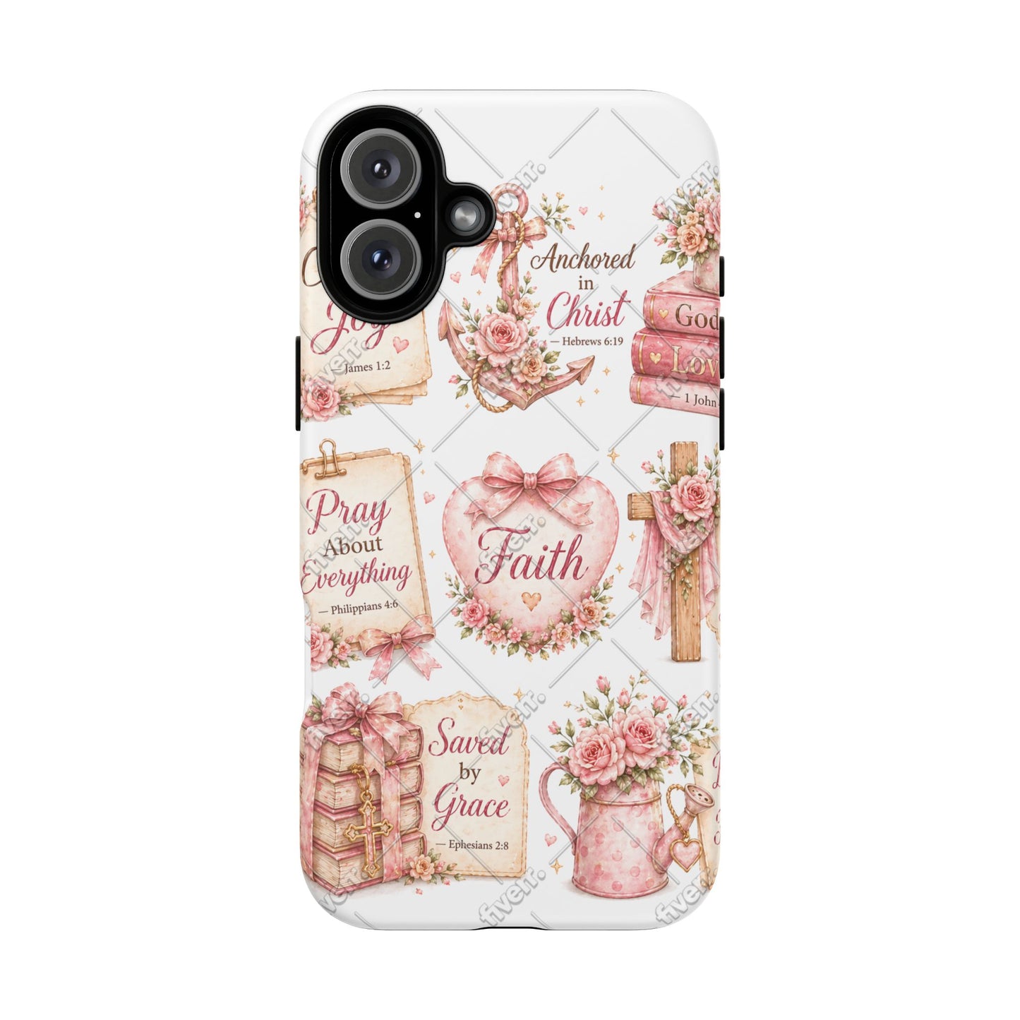 Faith Floral Phone Case – Christian Inspirational Scripture iPhone Cover (Choose Joy, Pray, Faith)