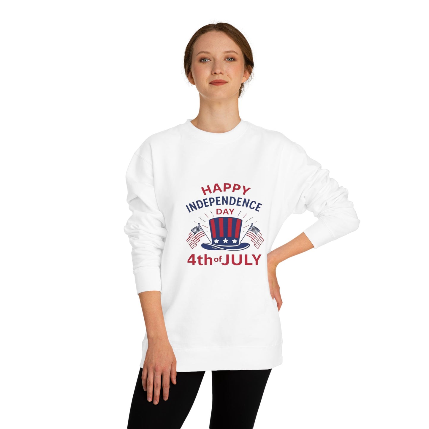 4th of July Sweatshirt – "Happy Independence Day" Patriotic Crewneck