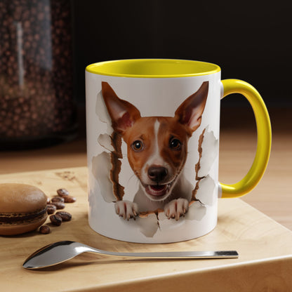 Basenji Puppy Peeking Accent Coffee Mug — Cute Dog Lover Gift (11/15 oz)