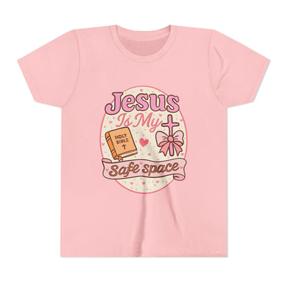 Youth Tee — "Jesus Is My Safe Space" Christian Kids T-Shirt