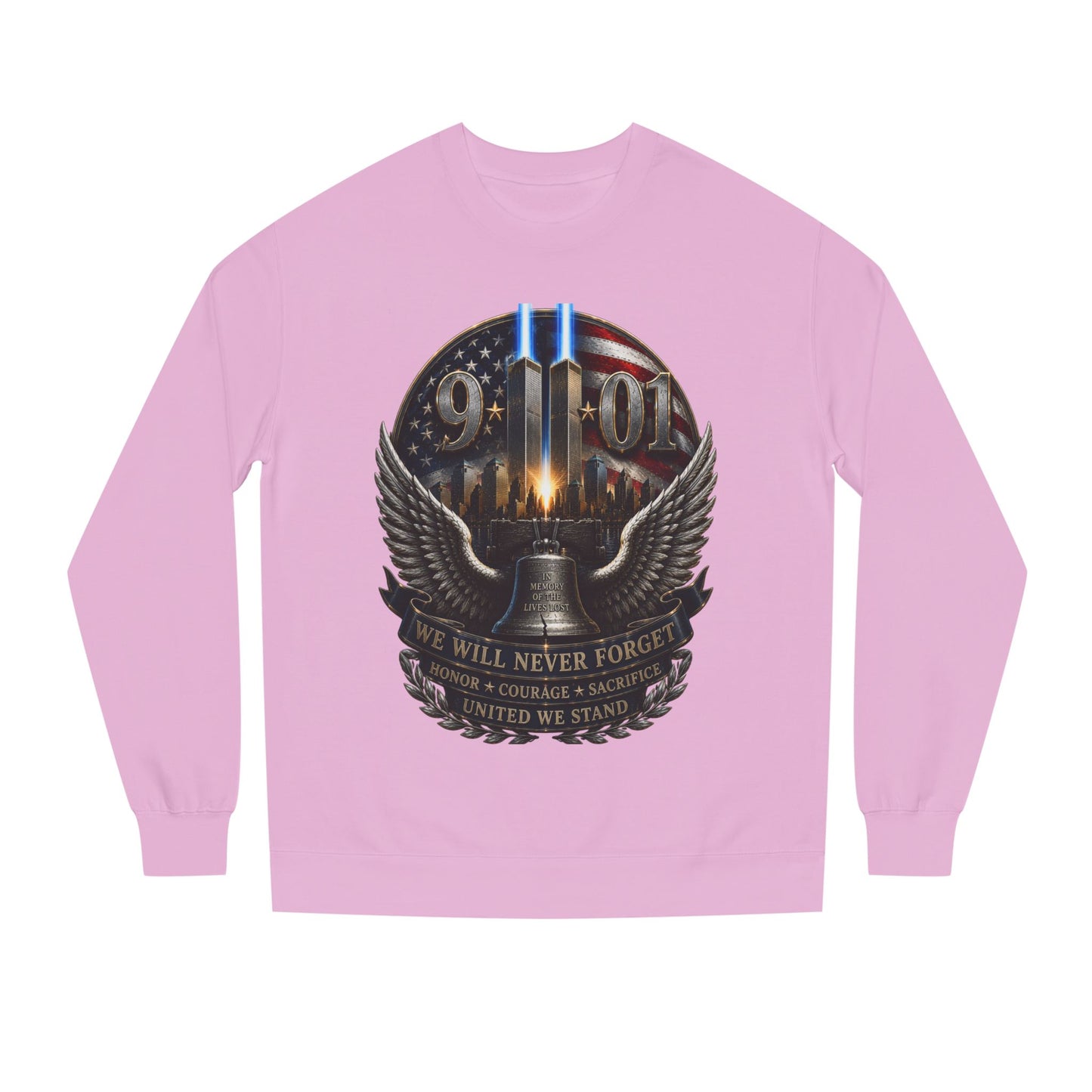 9/11 Memorial Sweatshirt — We Will Never Forget Tribute Crewneck