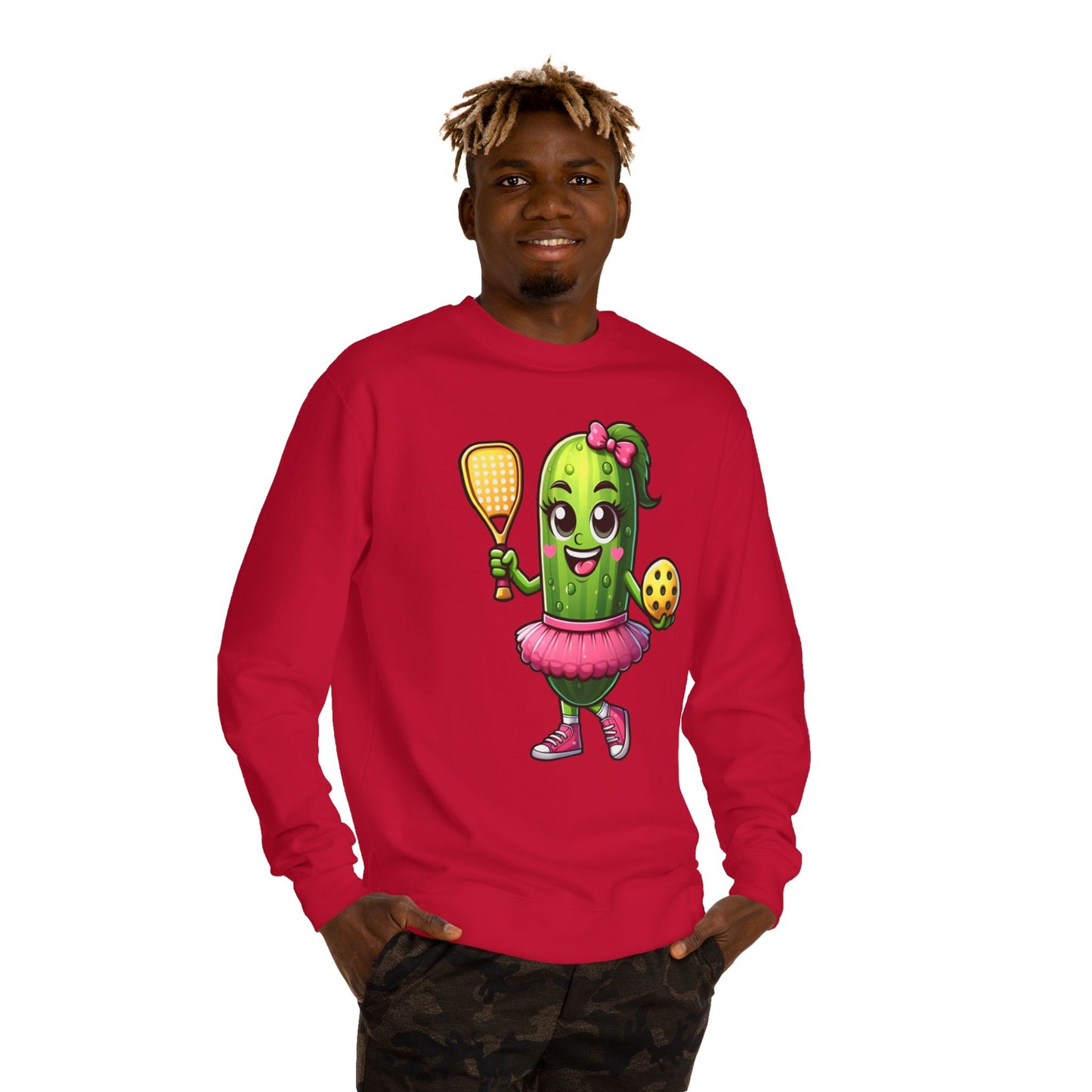 Pickle Paddle T-Shirt — Cute Pickle Playing Pickleball Crewneck