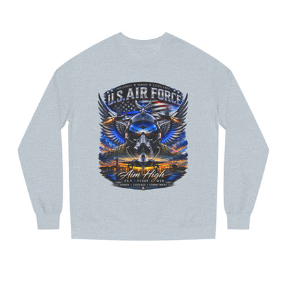 U.S. Air Force Crewneck Sweatshirt — "Aim High" Fighter Jet Graphic