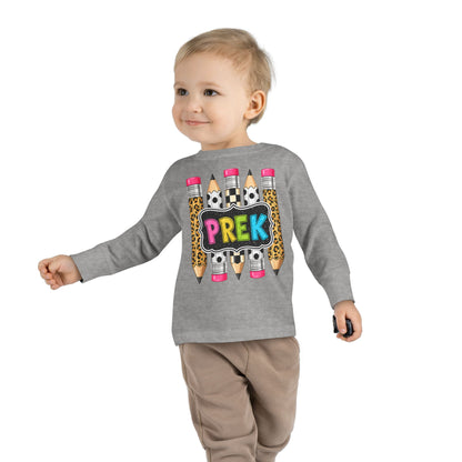 PREK Pencil Toddler Long Sleeve Tee — Cute Back-to-School Preschool Shirt