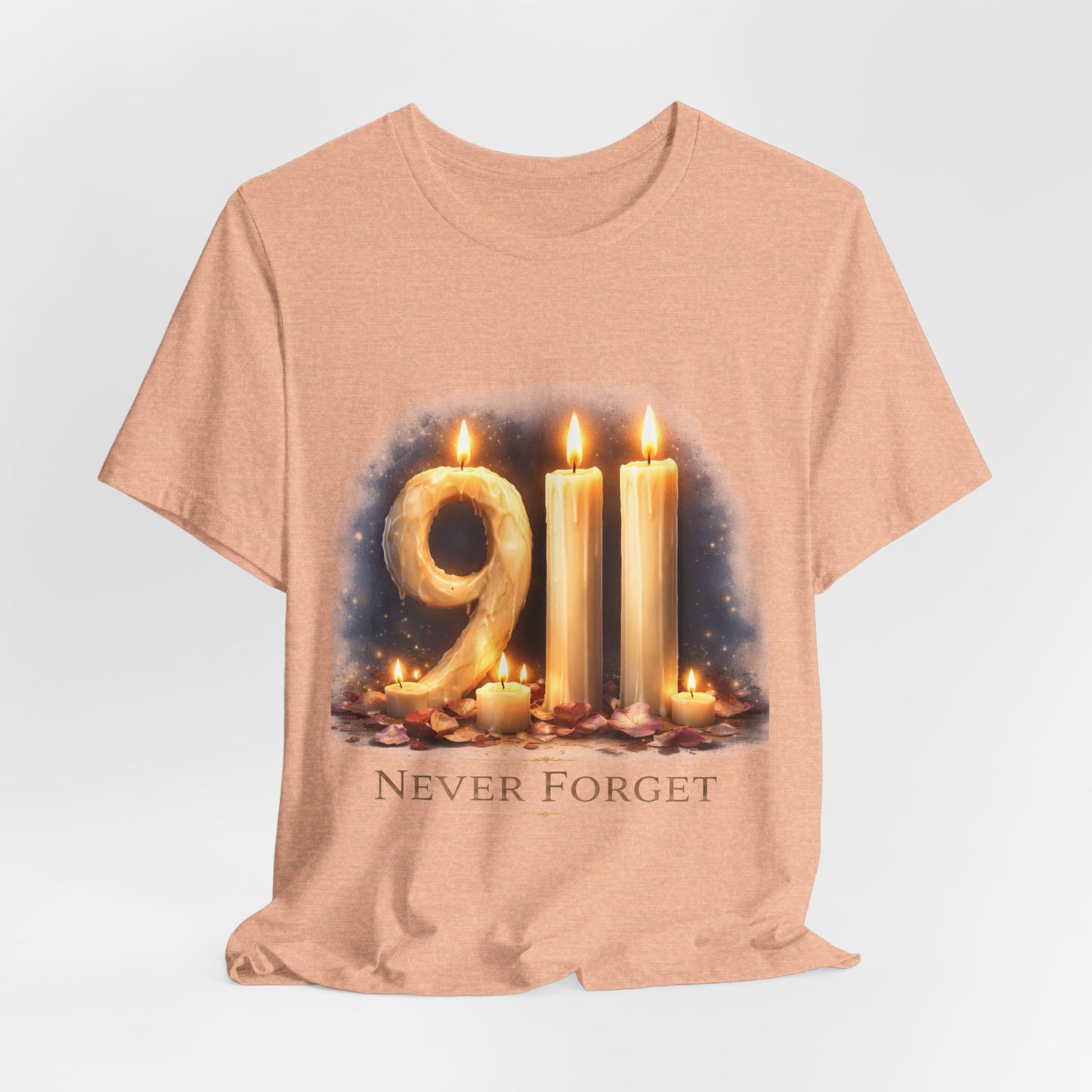 9/11 Never Forget T-Shirt – Memorial Candle Tribute Tee