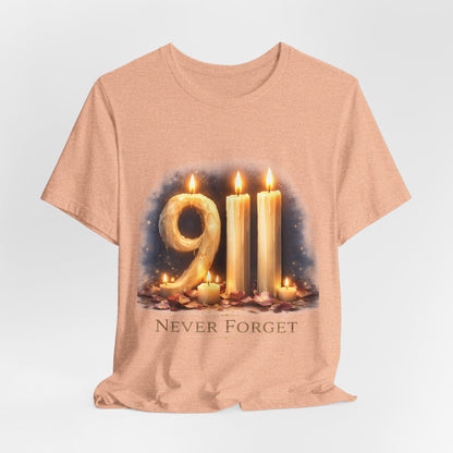 9/11 Never Forget T-Shirt – Memorial Candle Tribute Tee