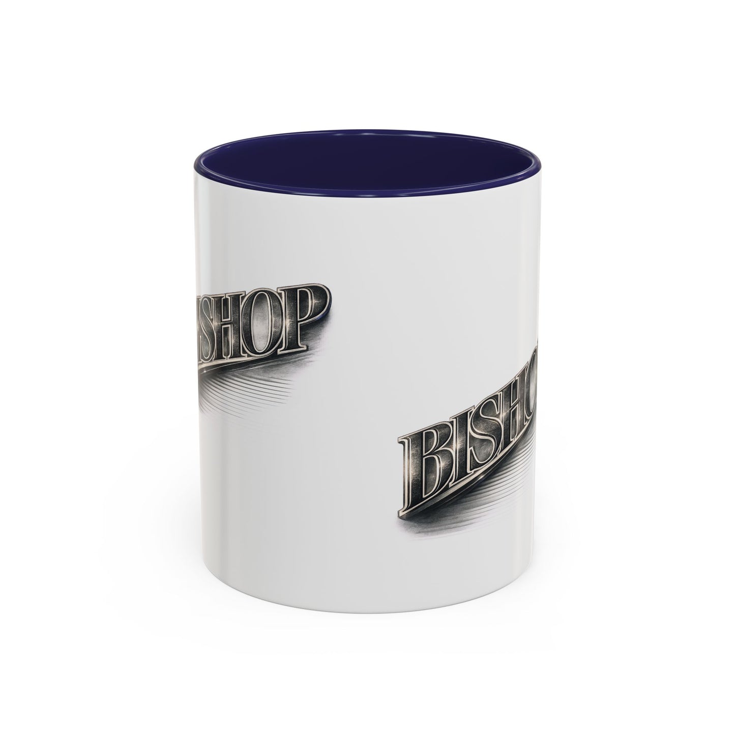 Vintage 'Bishop' Accent Coffee Mug — Retro Metallic Text Ceramic Mug (11/15oz)