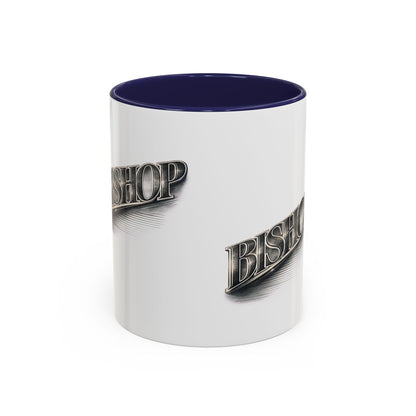 Vintage 'Bishop' Accent Coffee Mug — Retro Metallic Text Ceramic Mug (11/15oz)