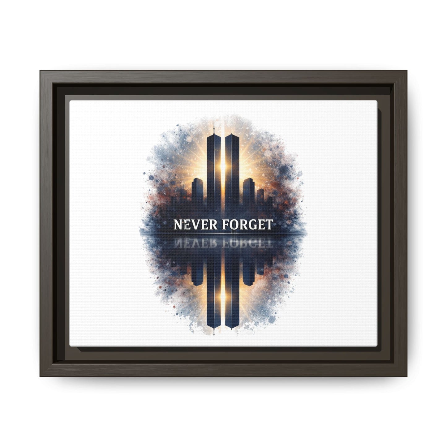 Never Forget Twin Towers Framed Canvas Print