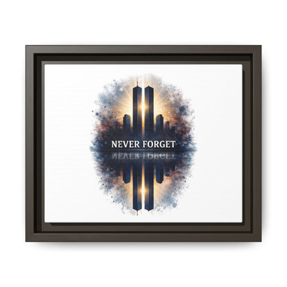 Never Forget Twin Towers Framed Canvas Print