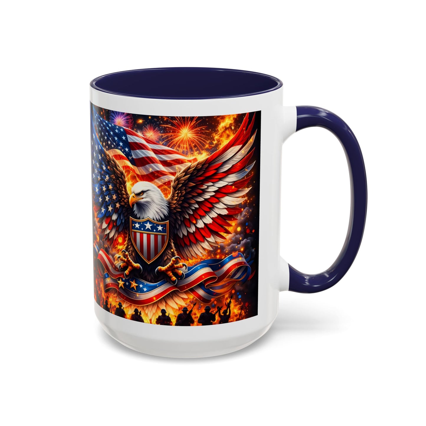 Patriotic Eagle Coffee Mug — American Flag Bald Eagle Accent Mug (11/15oz)
