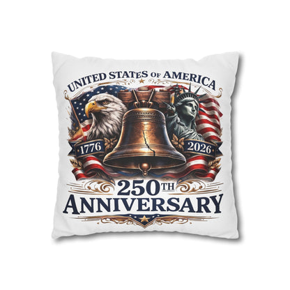 250th Anniversary Liberty Bell Pillowcase — Patriotic USA Throw Pillow Cover (1776–2026)