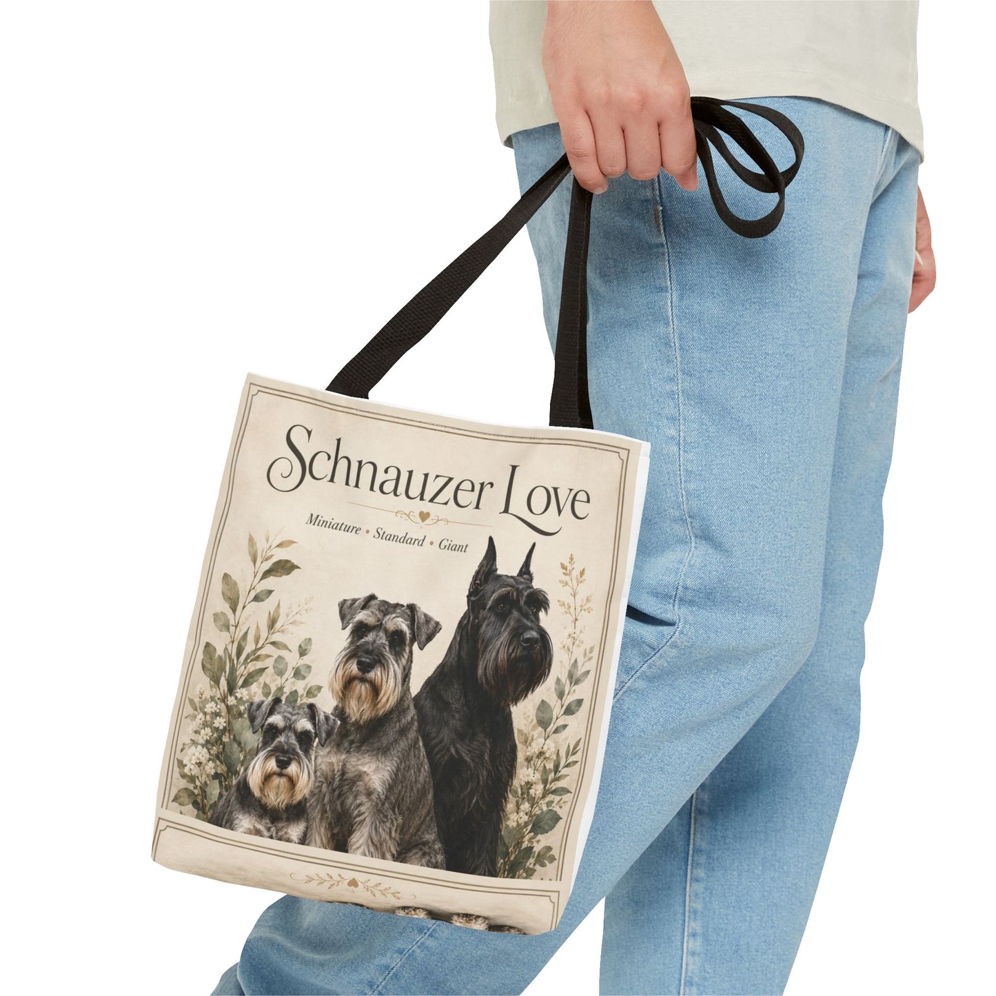 Schnauzer Love Tote Bag — Illustrated Dog Portraits, Miniature Standard Giant