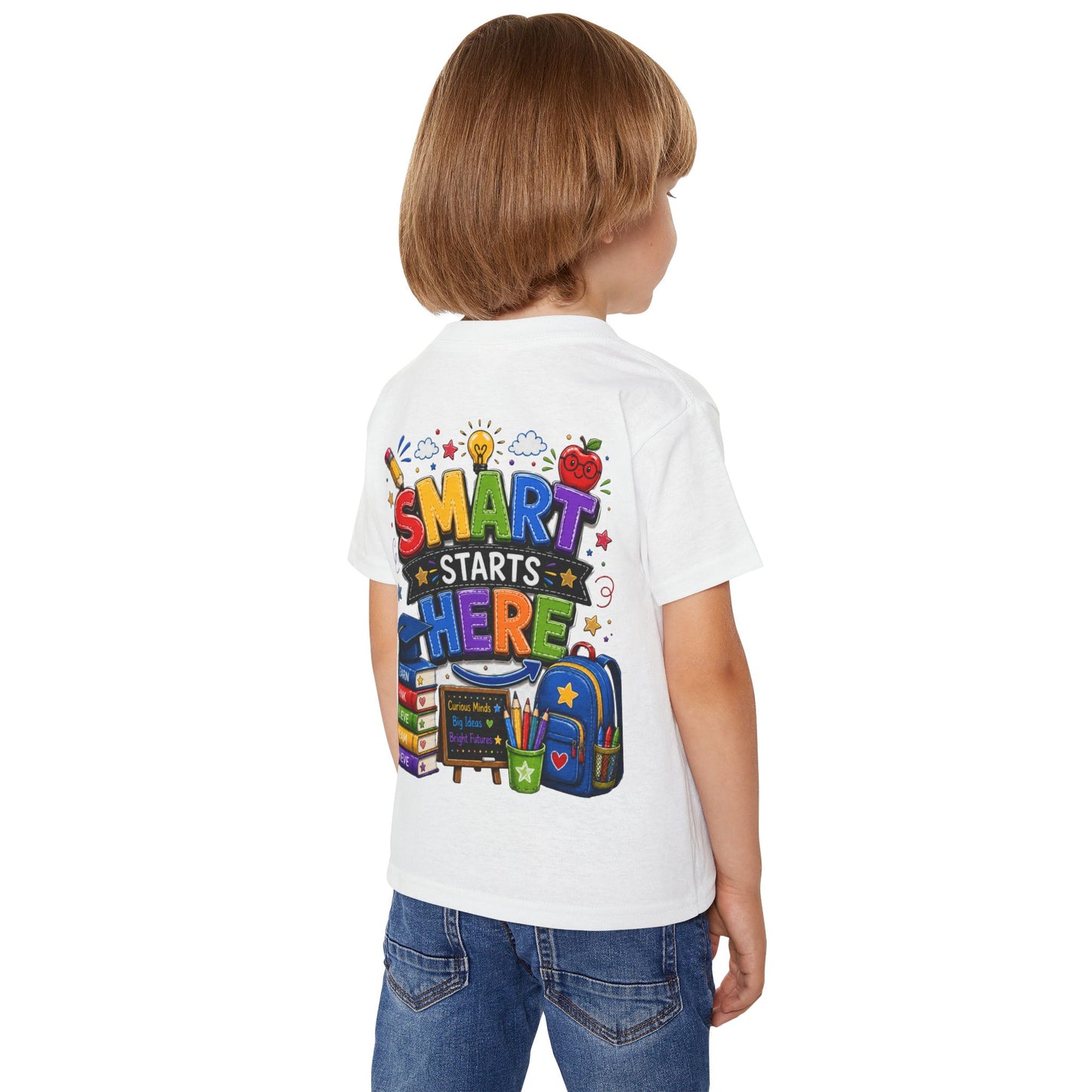 Toddler T-Shirt - "Smart Starts Here" Back-to-School Schoolhouse Design