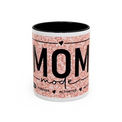 Mom Mode Glitter Accent Coffee Mug – 'Mom Mode' Rose Gold Sparkle (11/15oz)