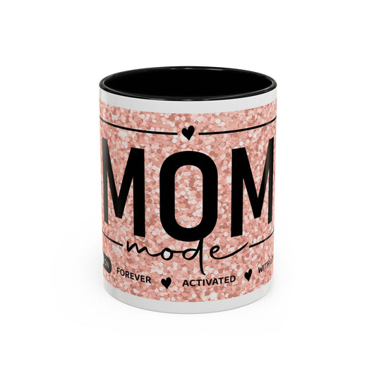 Mom Mode Glitter Accent Coffee Mug – 'Mom Mode' Rose Gold Sparkle (11/15oz)