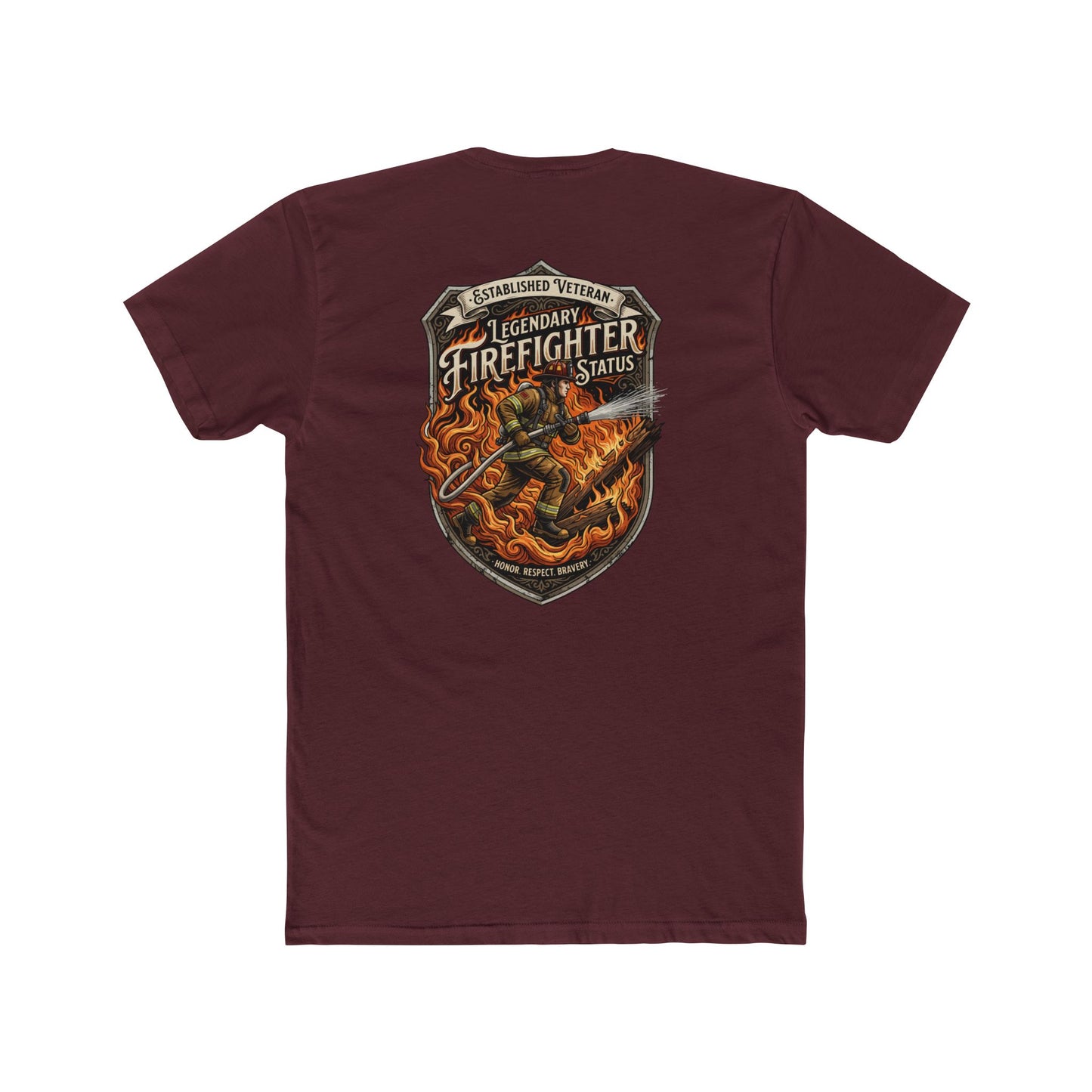 Firefighter Badge T-Shirt — Legendary Firefighter Status Graphic Tee