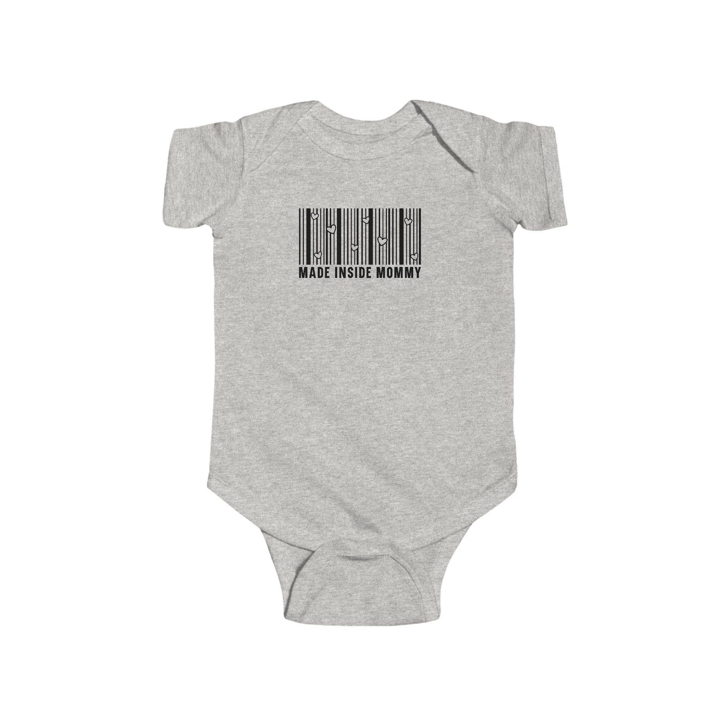 Made Inside Mommy Baby Bodysuit — Funny Barcode Infant Onesie