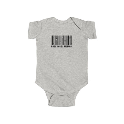 Made Inside Mommy Baby Bodysuit — Funny Barcode Infant Onesie