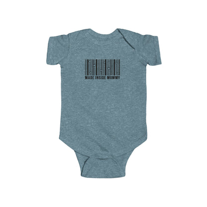 Made Inside Mommy Baby Bodysuit — Funny Barcode Infant Onesie