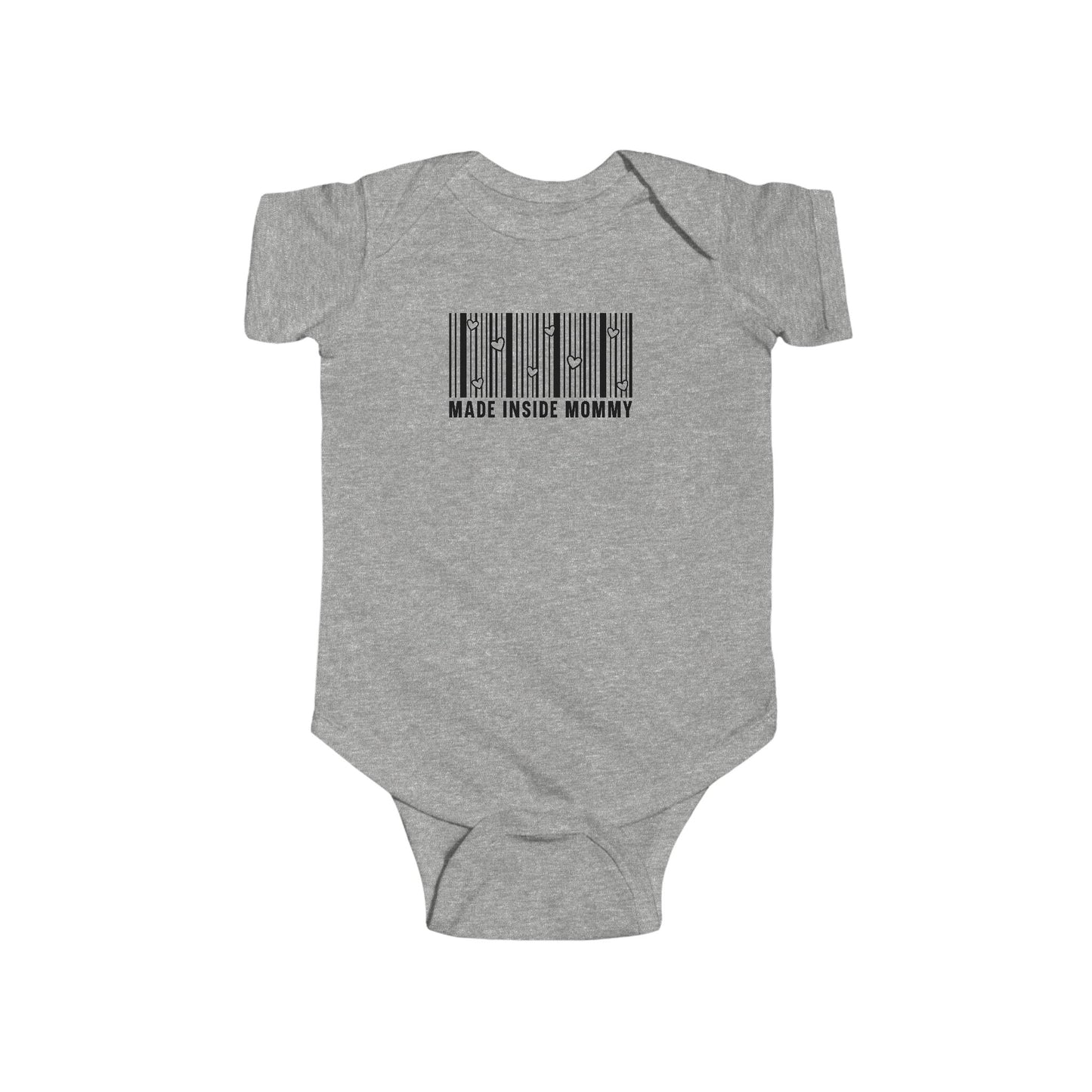Made Inside Mommy Baby Bodysuit — Funny Barcode Infant Onesie
