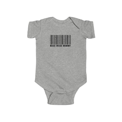 Made Inside Mommy Baby Bodysuit — Funny Barcode Infant Onesie