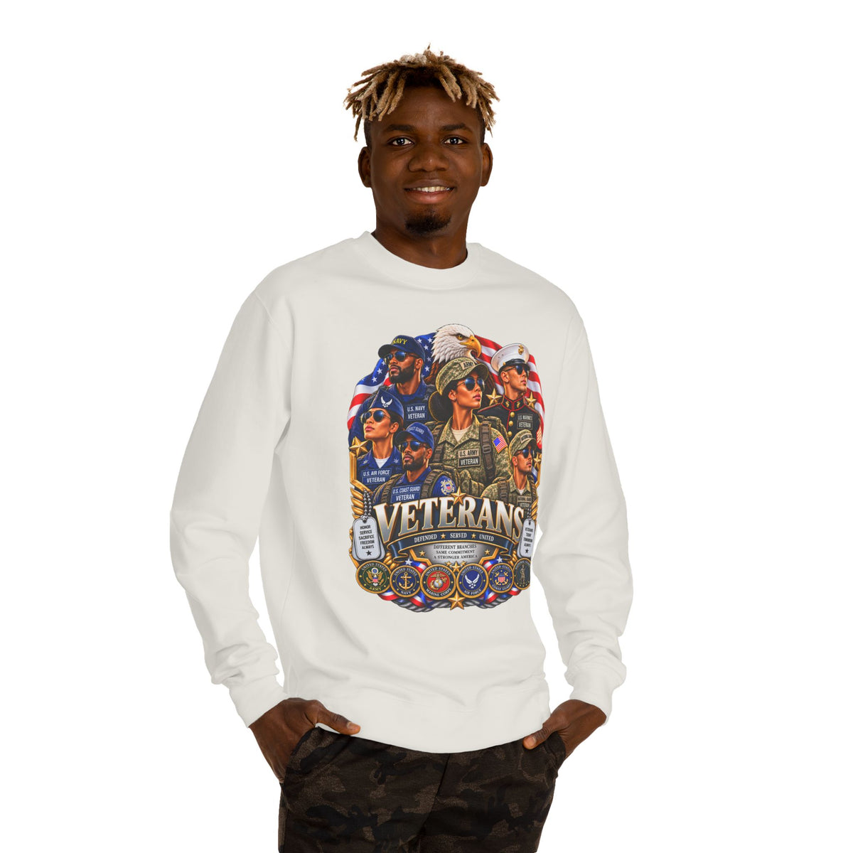 Veterans Tribute Sweatshirt — Patriotic Military Veteran Crewneck