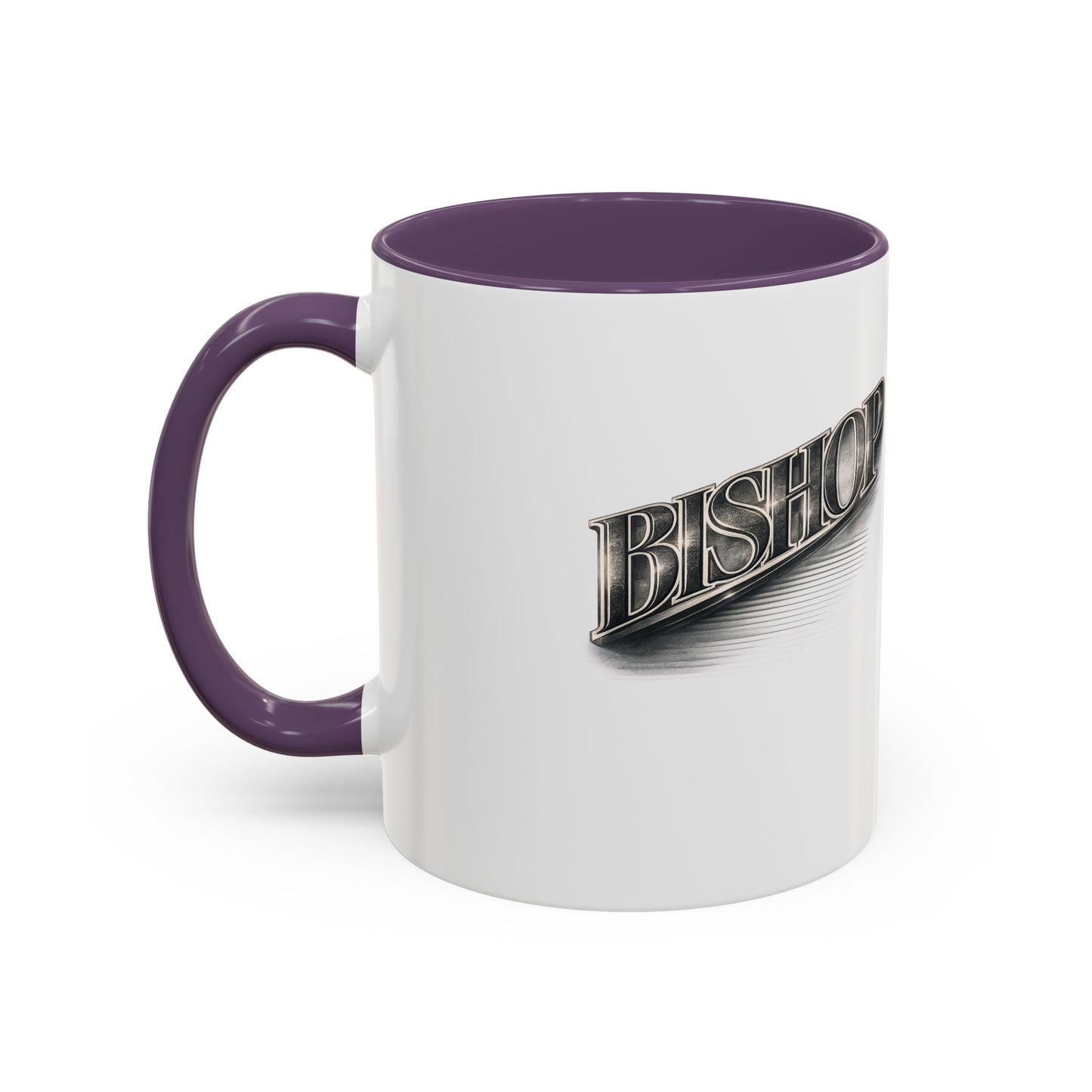 Vintage 'Bishop' Accent Coffee Mug — Retro Metallic Text Ceramic Mug (11/15oz)