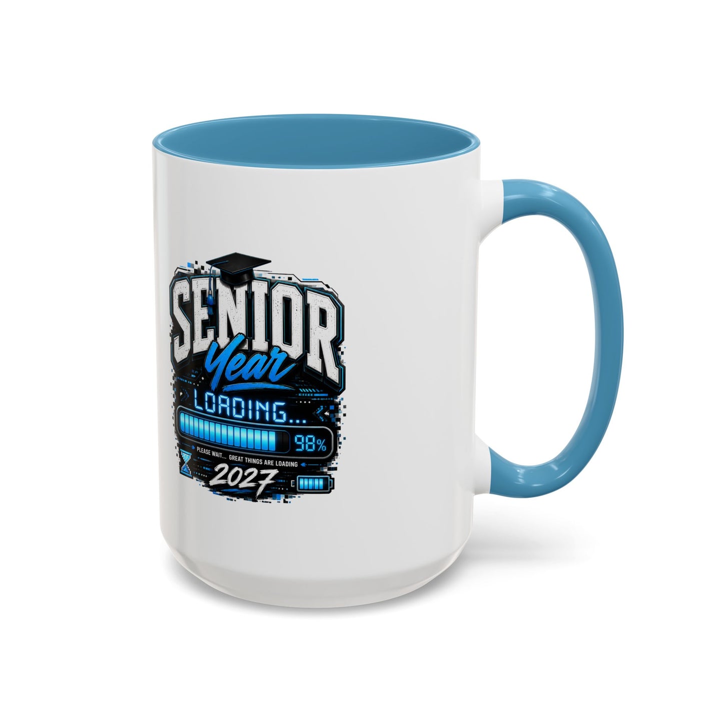 Senior Year Loading 2027 Accent Coffee Mug — Graduation Gift Cup (11/15oz)