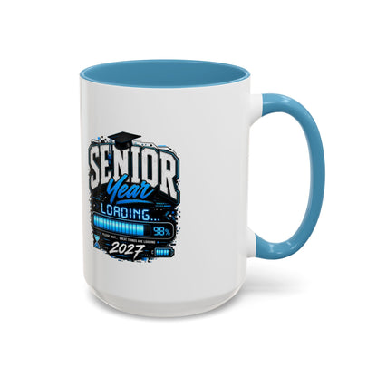 Senior Year Loading 2027 Accent Coffee Mug — Graduation Gift Cup (11/15oz)