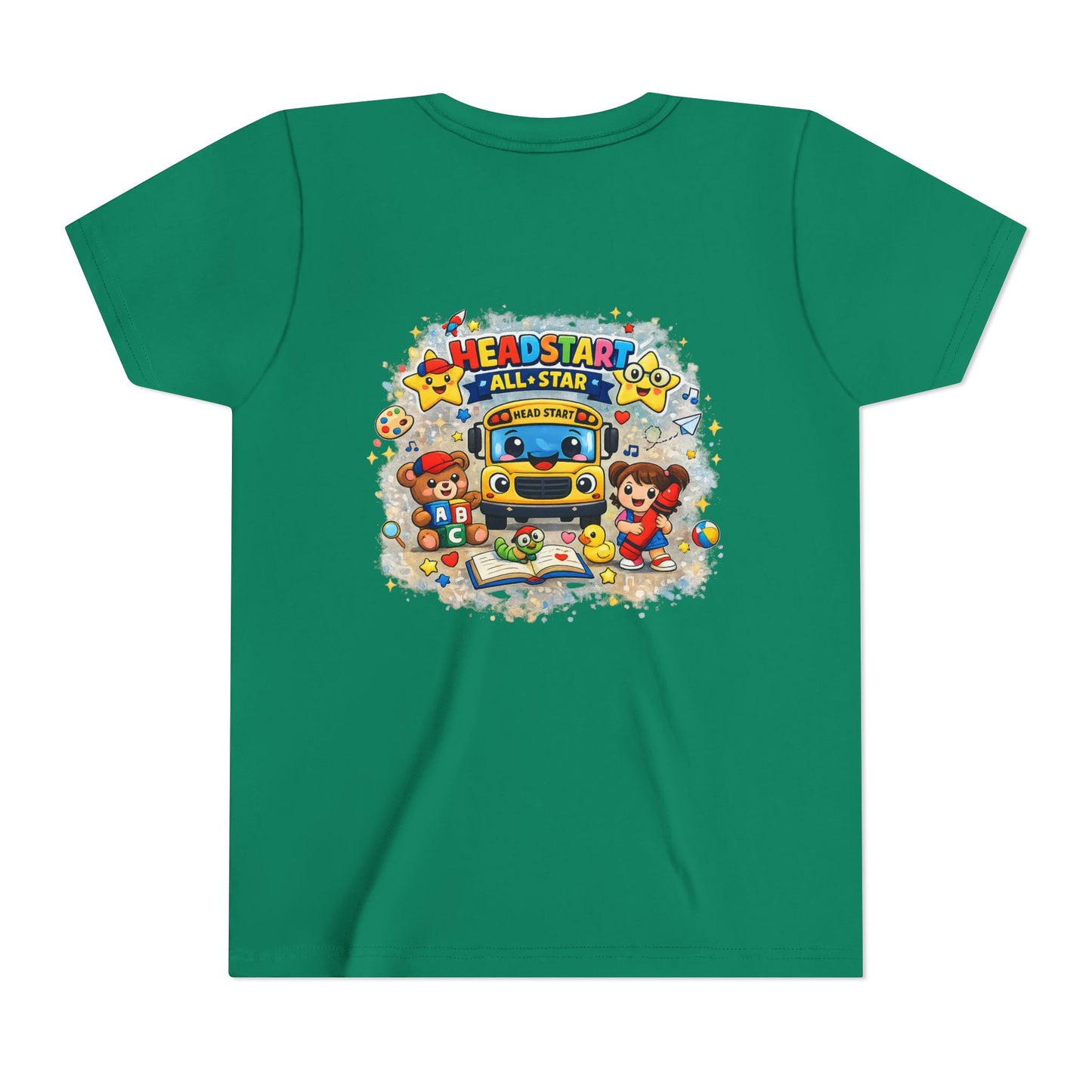 Youth Tee — "Headstart All-Star" Cute School Bus & Characters Back-to-School Shirt