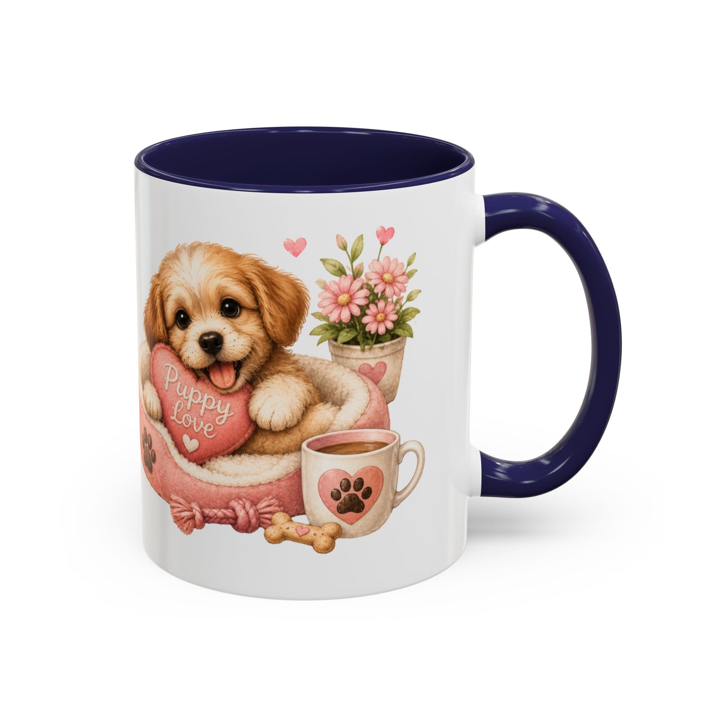 Puppy Love Coffee Mug — Cute Dog Heart Accent Mug (11/15oz)